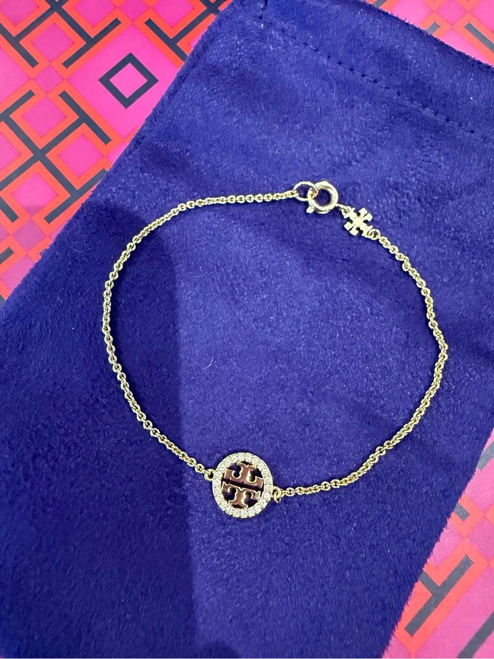 TORY BURCH *NWOT* Miller Pave Delicate Chain Bracelet in Gold